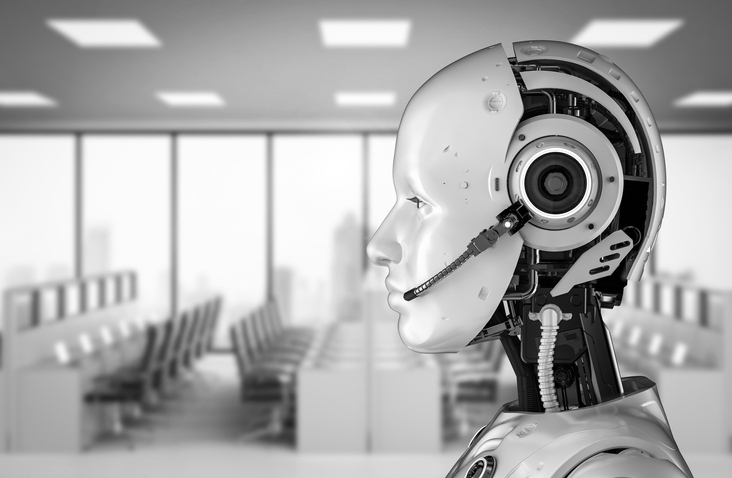 Sprachbot: Dargestellt als Roboter im Contact Center