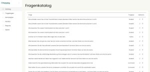 Screenshot des Fragenkatalogs von SurveyBot, dem Tool zur telefonischen Kundenbefragung